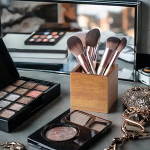 Acacia Wood <b>Makeup</b> Brush Holder Organizer for Vanity Pen and Pencil Holder for Desk Desktop Organizer for Store Marker - Product Image 2