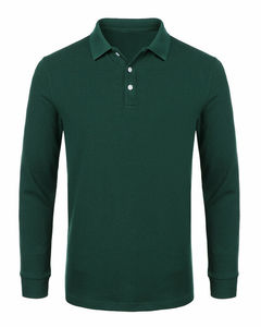 Mens Long Sleeve Polo Shirt Slim Fit Solid Color Soft Stretch Breathable Lightweight Casual Daily Wear <b>Classic</b> Collar Top - Product Image 1