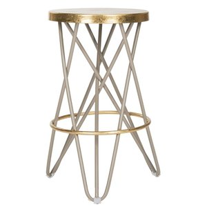 Elegante Silla de Bar Moderna de Metal y Madera con Reposapiés, Taburete de Altura Media para Restaurante, Cafetería, Cocina o Isla - Product Image 1