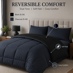 Edredón Reversible de Microfibra de Doble Tono Color Negro Carbón de 400 GSM |   Ropa de Cama Cálida para Todas las Estaciones para Habitaciones de Hotel - Product Image 6