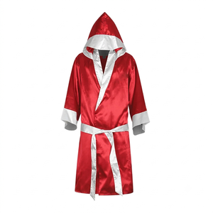 Robe de boxe personnalisée SULTAN BOXING en satin polyester |   Robe de combat à capuche Ring Walk |   Vêtements de boxe de protection OEM à marque privée - Product Image 1