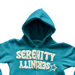 Sweat à capuche zippé Serenity unisexe, coupe classique, en coton French Terry, décontracté, pour l'automne, avec logo imprimé en relief sur le devant - Product Image 2