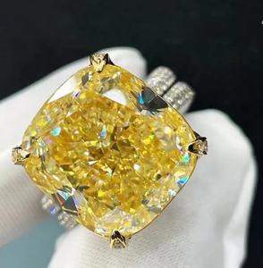 Anillo de Halo con Diamante Moissanite Amarillo Corte Cojín de Lujo para Mujer, Plata 925 Original, Regalo de Promesa, Joyería Única para Novia - Product Image 3