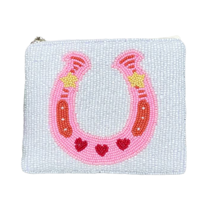 Horseshoe Pattern Beaded Coin Bag Trendy Beaded Coin Clutch for Party & Gifting Mini Wallet <b>Zip</b> Closure Embraided Women <b>Pouch</b> - Product Image 1