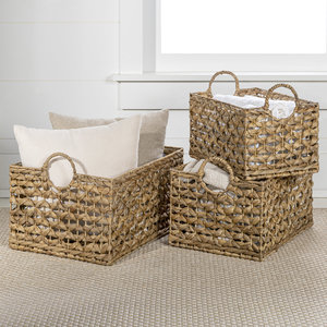 Panier de rangement en jacinthe d'eau tressé à la main avec poignées, organisateur de maison, panier à linge naturel pour enfants, écologique, vente en gros B2B - Product Image 4