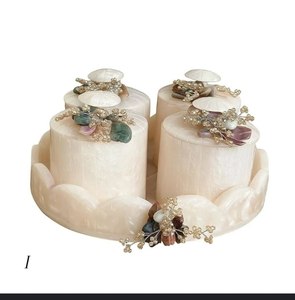 Bohemian Swirl Resin Spice <b>Storage</b> Jars Set Cylinder <b>Stackable</b> Condiments <b>Container</b> With Resin Lid Wedding Decorative Design - Product Image 1
