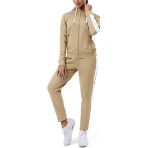 Ensemble de jogging pour femmes doublé en polaire, sweat-shirt à fermeture éclair et pantalon de survêtement, chaud pour l'hiver, ensemble deux pièces pour se détendre - Product Image 1