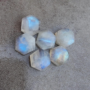 Piedra Lunar Blanca Natural de Grado AAA, Cabujón Hexagonal Calibrado, Gema Suelta para Joyería, Disponible en Todos los Tamaños - Product Image 6