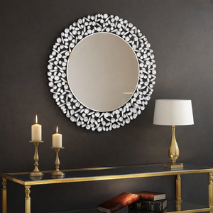 <b>Silver</b> Round <b>Mirror</b> with Crystal Decoration Handmade Golden Frame Contemporary Design Luxury Wall <b>Mirror</b> Home Decor REHMAN CRAFT - Product Image 6