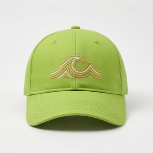 Green 6-Panel <b>Baseball</b> <b>Cap</b> with Embroidered Wave Logo Fitted Unisex Casual Hat Spring Summer Style - Product Image 1