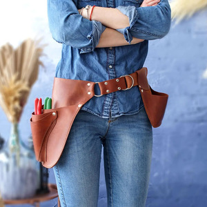 Bolsa de trabajo de cuero para jardinería, cinturón de herramientas profesional de cuero para floristería, correa ajustable, almacenamiento para jardín, marca privada en venta - Product Image 4