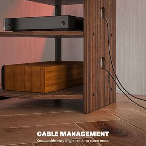 Supporto TV da salotto marrone con luci a LED AV Media Stand scaffali e cornice in acciaio angolo torre Audio - Product Image 6