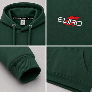 Sweat-shirt à capuche pour homme, vert uni, streetwear décontracté, logo sur le devant, en molleton tricoté 300g, vêtement d'hiver - Product Image 6