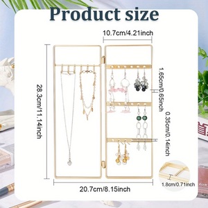 Organizador de Joyas Plegable de Doble Panel, Soporte para Collares con Múltiples Ganchos, Exhibidor Compacto con Espejo y Diseño de Marco para Almacenamiento - Product Image 5