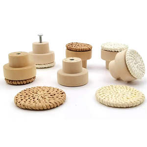 Perillas de ratán para gabinetes, decoración del hogar, tiradores de puerta tejidos a mano de buena calidad, herrajes para muebles - Product Image 2