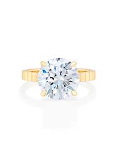 Anillo de compromiso de diamante cultivado en laboratorio, oro macizo de 14k, corte redondo de 2.20mm de ancho, solitario, joyería fina, aniversario, bandas estriadas, venta al por mayor - Product Image 1