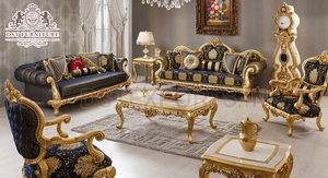 <b>Antique</b> Polished Rococo Living Room Sofa Set Royal Carved Mat Living Room Sofa Set Spanish Style Luxury Carved Sofa Set - Product Image 2