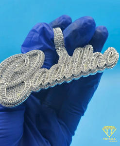 Personalized <b>Name</b> Pendant Moissanite Diamond Iced Out Necklace Hip Hop Bling <b>Chain</b> Custom Jewelry Gift - Product Image 2