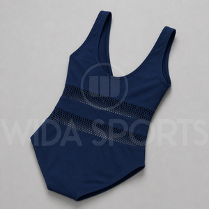 Maillot de bain une pièce bleu marine pour femme, col en V profond, monokini en maille, coupe ajustée, contrôle du ventre, séchage rapide, tissu extensible, tenue de plage - Product Image 5
