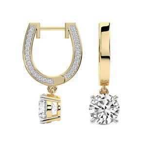Boucles d'oreilles créoles élégantes en or 14k/18k avec accent discret et diamant de laboratoire, certifiées IGI, qualité VS1, VVS1 - Product Image 4