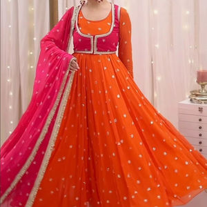 Diseñador moderno pesado Chinon tela Salwar Kameez hermosa secuencia trabajo Sharara hilo interior secado rápido fiesta ocasiones mismo - Product Image 1