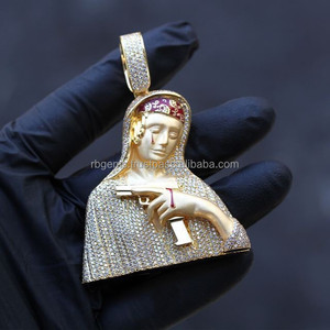 Explosive Hip Hop <b>Name</b> Charm Pendant Rose Gold Iced Out Moissanite Bezel Set Jewelry for Party - Product Image 1