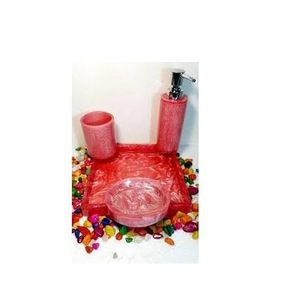 Ensemble de salle de bain de luxe en résine onyx, collection d'accessoires de salle de bain élégants - Product Image 1