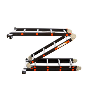 Escalera Plegable Multiusos de Aleación de Aluminio, 12 pies, Capacidad de 150 kg, Bloqueo Manual, Negra, 4x4 Peldaños, Uso Interior/Exterior, Moderna - Product Image 4