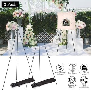 Set di 2 Cavalletti Pieghevoli a Forma di A da 61 Pollici in Lega di Ferro con Borse per il Trasporto, Facili da Trasportare, per Matrimoni ed Esposizioni - Product Image 1