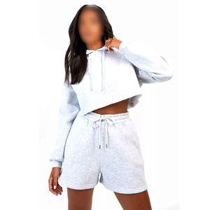 Ensemble sweat à capuche et short pour femme de qualité supérieure, service OEM, conception ODM, logo imprimé, coton, ensemble sweat à capuche tendance, dernier design 2025 - Product Image 1