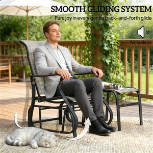 Poltrona a dondolo grigia con seduta confortevole - Product Image 4