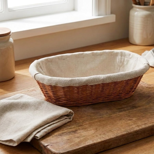 Oval Lined Banneton 1kg Handmade <b>Bread</b> Proofing <b>Basket</b> with Cotton Liner for Sourdough Baking Full Set - Product Image 4