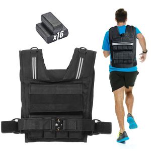 Gilet lesté réglable de 35 lb avec poids en fer et épaulettes réfléchissantes pour l'entraînement physique - Product Image 1