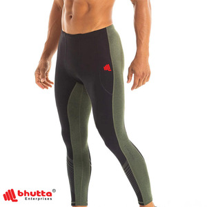 Legging de sport pour homme bicolore respirant et antibactérien avec panneaux rayés et imprimé à la taille – Vente en gros - Product Image 4