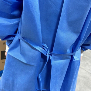 Blue Disposable Lab <b>Coat</b> With Tie Back For Hospital Use Unisex PP Woven Material - Product Image 5
