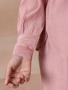 Último Diseño de Tela Estampada con Lentejuelas y Cordón Hecho a Mano, Top Color Durazno con Cuello en V y Mangas Largas para Verano 100% - Product Image 3