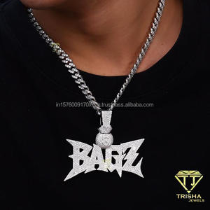 Colgante de Letra con Diamantes de Moissanita Iced Out, Diseño Streetwear Cubierto de Piedras Brillantes, Joyería de Lujo y Estilo - Product Image 2