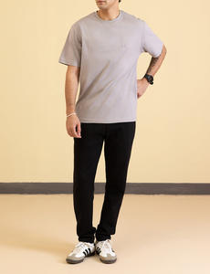 T-shirt surdimensionné en coton lourd délavé à l'acide, tricoté, avec logo personnalisé, style vintage, pour homme, 100% coton - Product Image 6