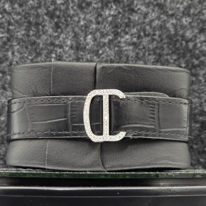 Luxury Mechanical Moissanite Round Cut Diamond Half Iced Out Square Case <b>Black</b> Leather Belt Classic Date Roman Features <b>Watch</b> - Product Image 4