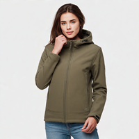 Veste imperméable d'extérieur en softshell 100% polyester pour femmes, veste de randonnée et de camping, veste softshell à fermeture éclair pour femmes, veste à capuche pour femmes