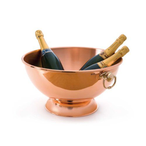 Bol à vin en cuivre de luxe, forme coquille Saint-Jacques, sur piétement avec poignées, centre de table décoratif moderne en métal, refroidisseur à vin - Product Image 1