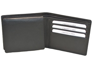 Cartera Bifold de Cuero Genuino para Hombre con Múltiples Ranuras para Tarjetas, Forro a Rayas, Diseño Minimalista, Cierre de Pliegue Corto - Product Image 3