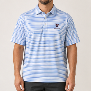 Trackstar Men's <b>Blue</b> White Striped <b>Polo</b> <b>Shirt</b> Short Sleeve Button Collar Casual Golf <b>Shirt</b> Custom Logo - Product Image 1