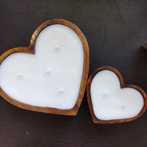 Bol en bois artisanal en forme de cœur, rustique et décoratif, centre de table style ferme pour la décoration intérieure et les cadeaux - Product Image 3