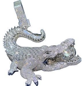 Moissanite Iced Out Sterling Silver Pendant VVS Baguette Moissanite Diamond Hip Hop Pendant & Other Diamond Jewelry - Product Image 1