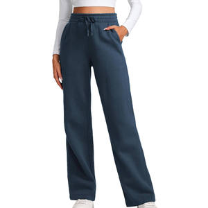 High Quality Solid High-waisted Slim <b>Women's</b> Casual <b>Trouser</b> with Pocket Ladies Long Casual <b>Baggy</b> <b>Trouser</b> Casual OEM Service - Product Image 1