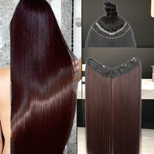 Texture soyeuse couleur brune naturelle Extension de cheveux à clipser en forme de U droite Patch Invisible Vierge Remy cheveux de couleur brune naturelle - Product Image 1