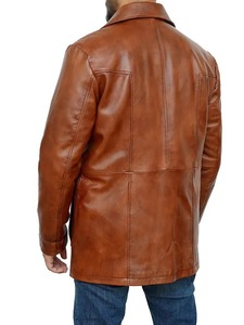 Premium Brasco Brown <b>Sheepskin</b> Leather Coat - Product Image 3