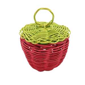 Rattan Strawberry <b>Basket</b> With Lid Children Furniture Kids Room Woven Wicker Strawberry <b>Basket</b> For Baby Nursery Toy Organizer - Product Image 1