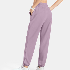 Pantalon de jogging lavande taille haute pour femme, coupe ample, cheville élastiquée, couleur unie, respirant, confortable - Product Image 3